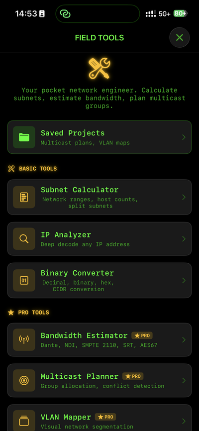 Octet Operator field tools for subnet calculation and IP analysis